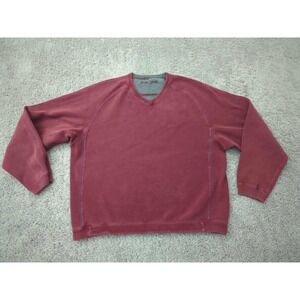 Tommy Bahama Sweater Mens XL Red Gray‎ Reversible Stitch Trim V-Neck Casual